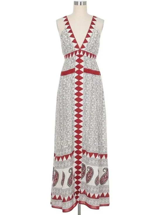 NWOT RARE Jen’s Pirate Booty Paisley Deep V Maxi Dress | Boho Southwestern Indie - Picture 13 of 16